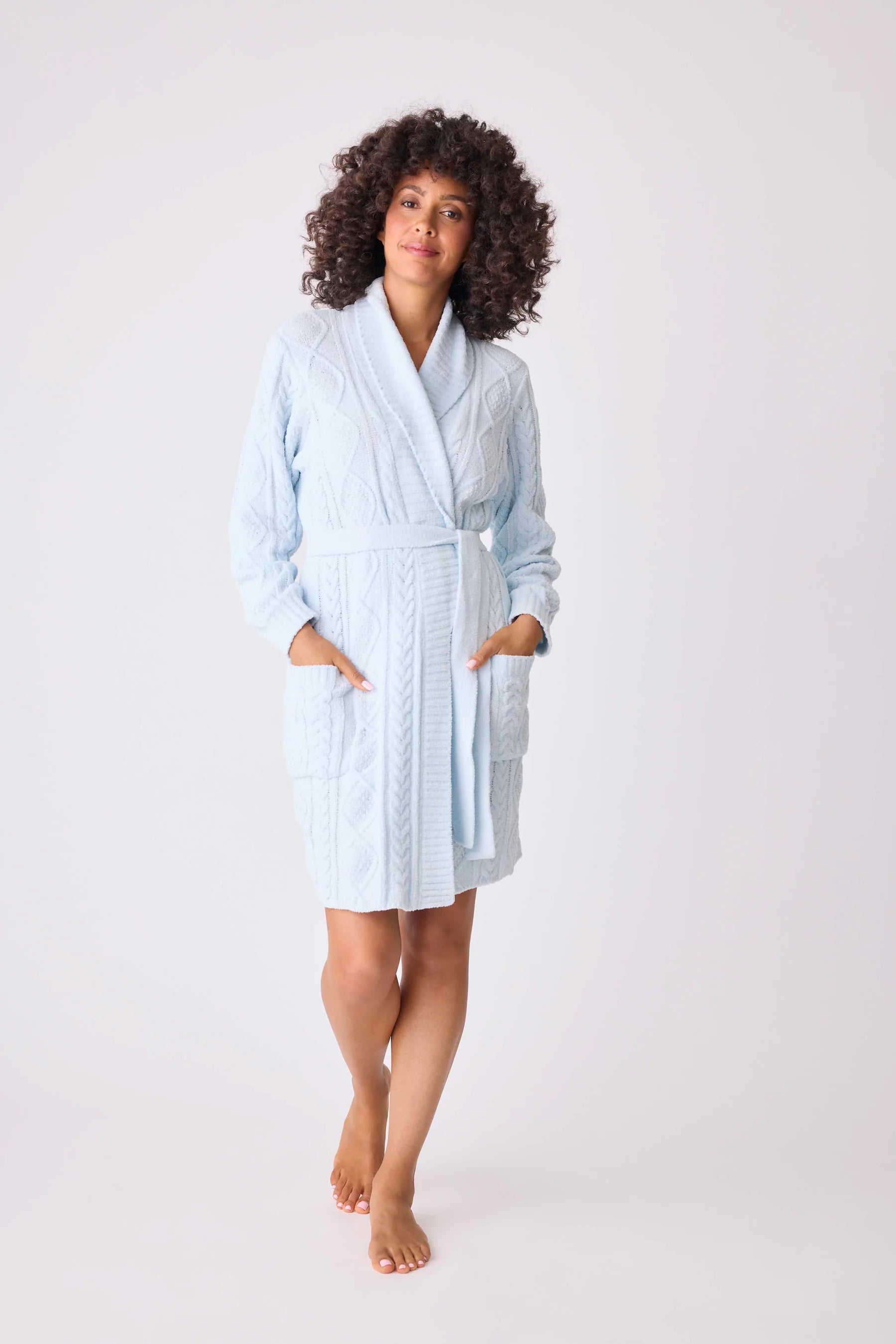 Men's robes with a faux fur trim​Robe Cable Crew Lounge