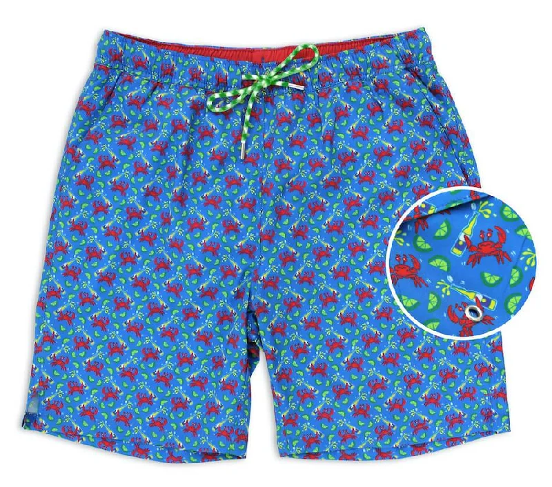Plus Size Men's Board Shorts with Mesh Lining and Multiple Pockets for Ample StorageDrunken Crab: Swim Trunks - Blue Plus Size Men's Board Shorts with Mesh Lining and Multiple Pockets for Ample StorageDrunken Crab: Swim Trunks - Blue