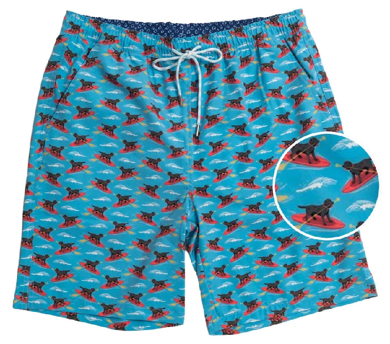 Men's Swim Shorts with Padded Seats for Added Comfort during Long Beach DaysDoggy Paddle: Swim Trunks - Light Blue Men's Swim Shorts with Padded Seats for Added Comfort during Long Beach DaysDoggy Paddle: Swim Trunks - Light Blue