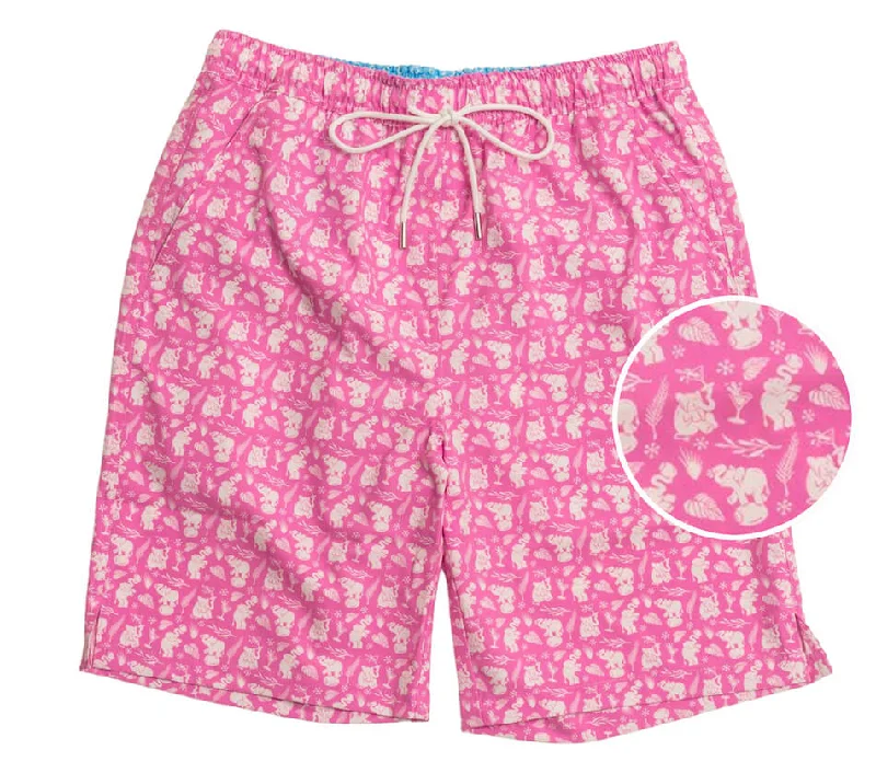 Men's Luxury Brand Swim Shorts with High - Quality Stitching and MaterialsPink Elephants: Swim Trunks - Pink Men's Luxury Brand Swim Shorts with High - Quality Stitching and MaterialsPink Elephants: Swim Trunks - Pink