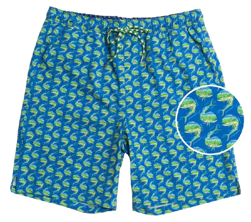 Men's Swim Shorts in Neon Colors for High - Visibility Water ActivitiesMahi Migration: Swim Trunks - Blue Men's Swim Shorts in Neon Colors for High - Visibility Water ActivitiesMahi Migration: Swim Trunks - Blue