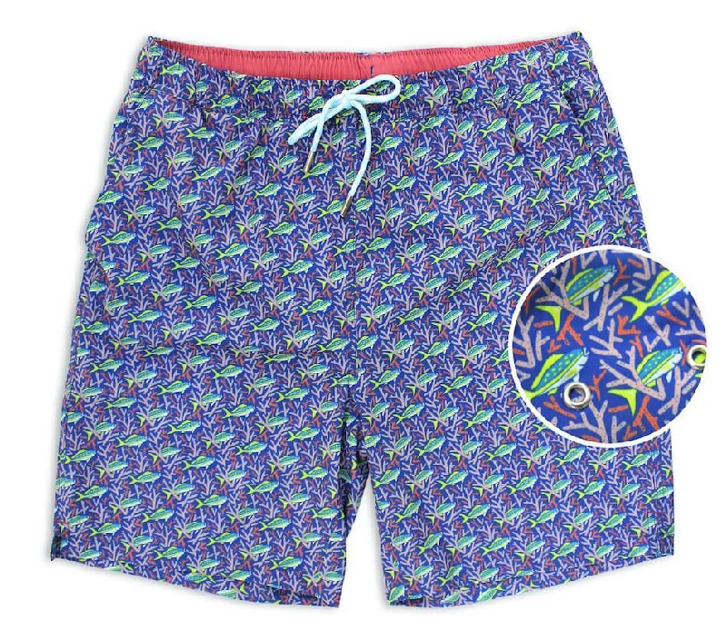 Men's Swim Shorts with Zippered Pockets to Securely Hold ValuablesStaghorn Swim: Swim Trunks - Blue/Pink