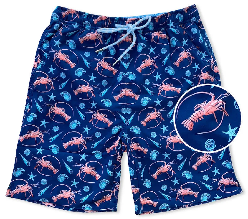 Men's Swim Shorts in Slim - Fit Design for a Modern and Sleek LookSpiny Lobster Season: Swim Trunks - Deep Blue Men's Swim Shorts in Slim - Fit Design for a Modern and Sleek LookSpiny Lobster Season: Swim Trunks - Deep Blue