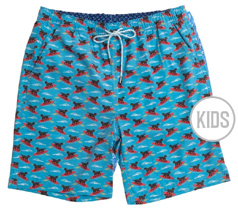 Plus Size Men's Board Shorts with Mesh Lining and Multiple Pockets for Ample StorageDoggy Paddle: Kid's Swim Trunks - Light Blue Plus Size Men's Board Shorts with Mesh Lining and Multiple Pockets for Ample StorageDoggy Paddle: Kid's Swim Trunks - Light Blue