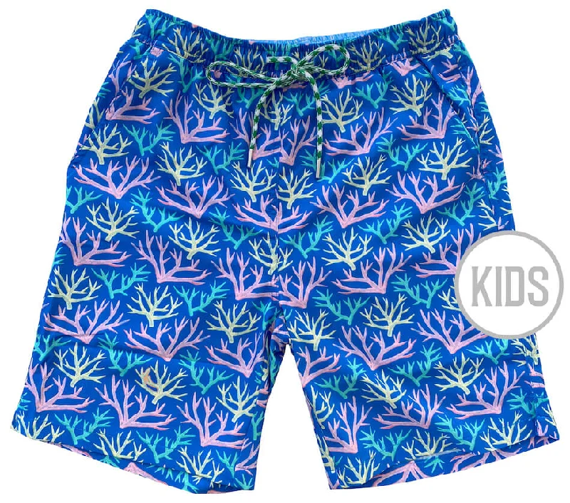 Men's Swim Shorts with Built - in Sunscreen Fabric for Added Sun ProtectionKey Largo Coral: Kid's Swim Trunks - Blue Men's Swim Shorts with Built - in Sunscreen Fabric for Added Sun ProtectionKey Largo Coral: Kid's Swim Trunks - Blue