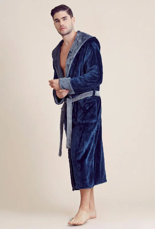 Men's thermal robes for cold - weather useHooded Shower Robe ? Polyester Full-Length Warm Kimono Men's thermal robes for cold - weather useHooded Shower Robe ? Polyester Full-Length Warm Kimono