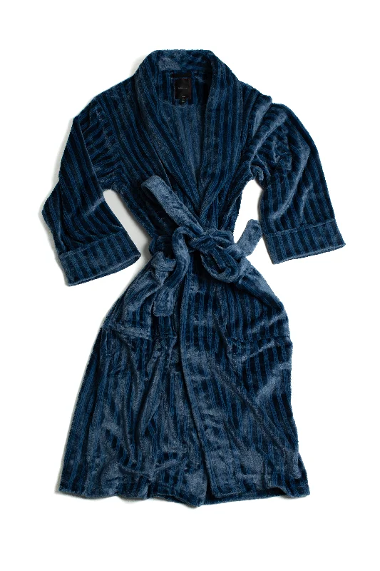 Men's robes with a mesh lining for breathability​Striped Broken Chevron Bluesy Robe
