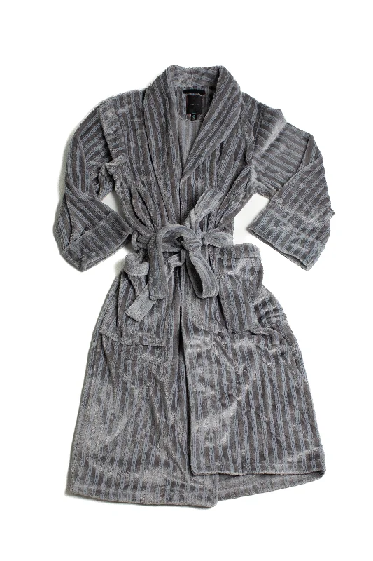 Men's robes with a snap - front closure​Striped Broken Chevron Slate Robe