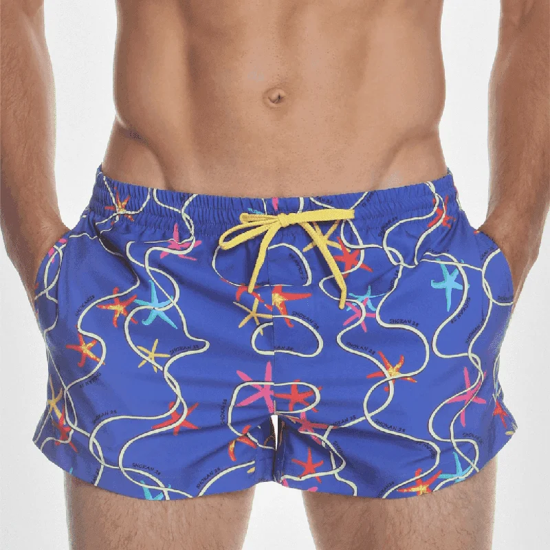 Men's Swim Shorts with Zippered Pockets to Securely Hold ValuablesSwim Trunks Starfish