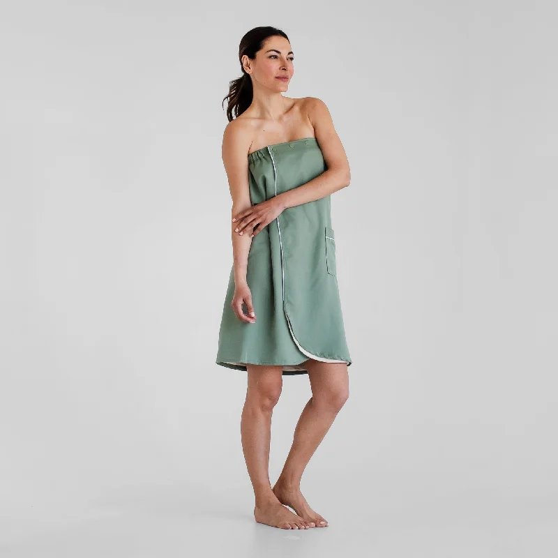 Men's robes with a waxed - cotton exterior​Terry Cloth Spa Wrap - Eucalyptus