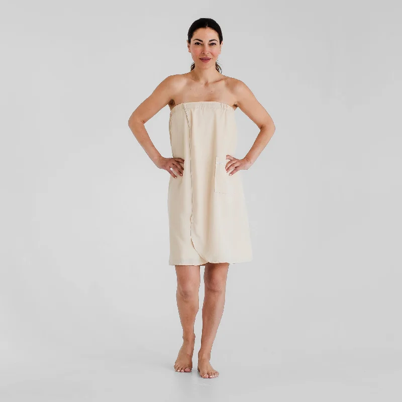 Men's robes with multiple pockets for convenience​Terry Cloth Spa Wrap - Stone