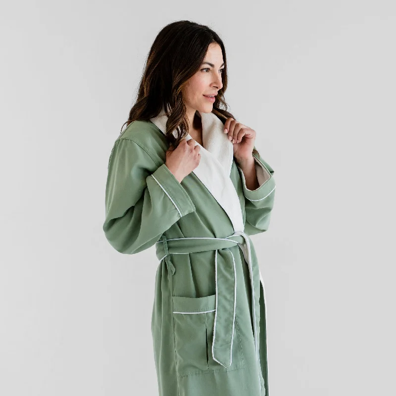 Men's robes with a mock - neck design​Ultimate Luxury Plush Spa Robe - Eucalyptus