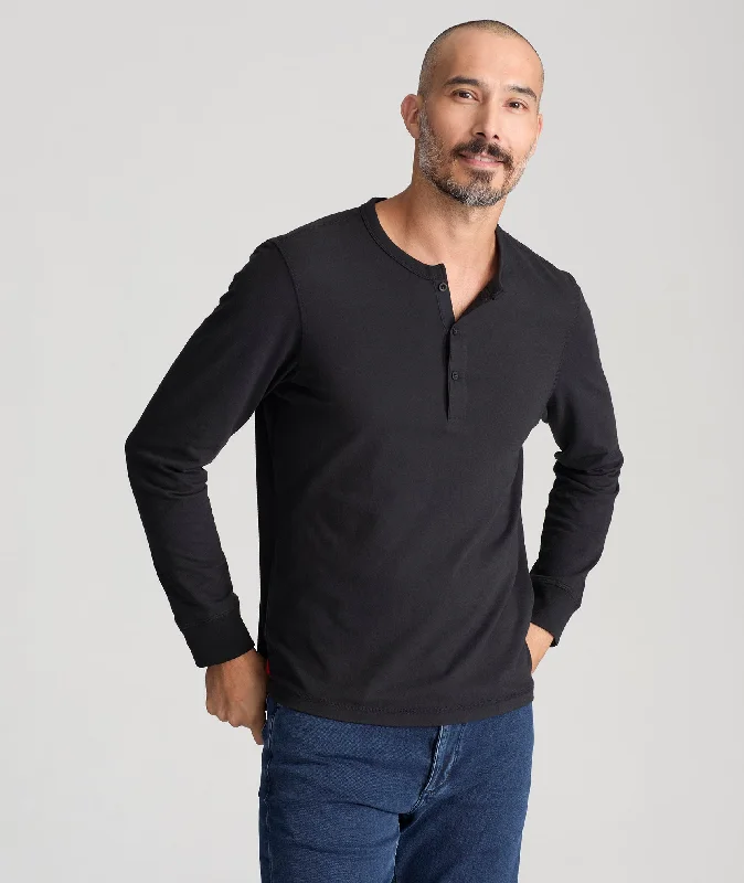 Men's two - tone stripe polo shirts with a preppy styleUltrasoft Long-Sleeve Henley