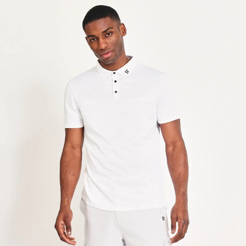 Men's plus size golf polo shirts in moisture wicking fabricBack Graphic Pique Golf Polo - White