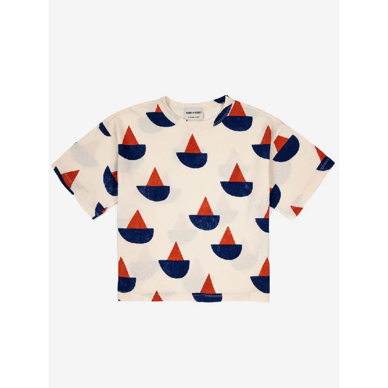Men's button - front t - shirts with a unique artistic printBobo Choses Sail Boat Short Sleeve T-Shirt Men's button - front t - shirts with a unique artistic printBobo Choses Sail Boat Short Sleeve T-Shirt