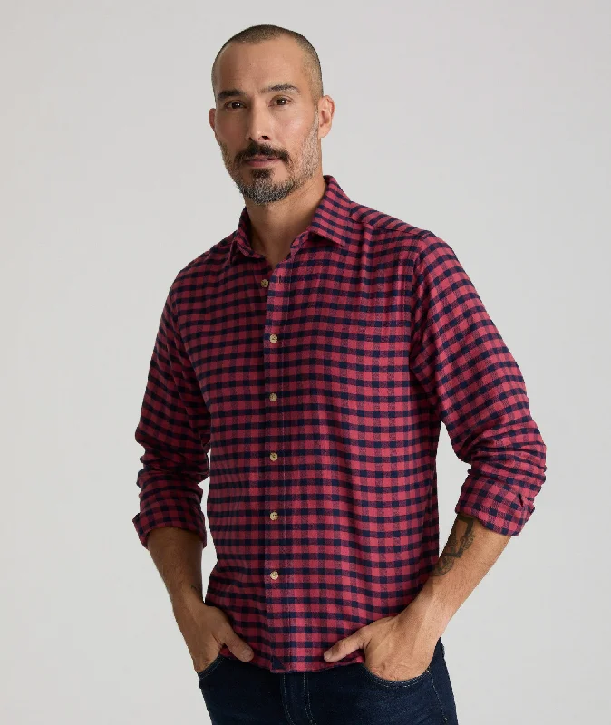 Men's button - down spread collar polo shirts for business casualFlannel Bricco Shirt