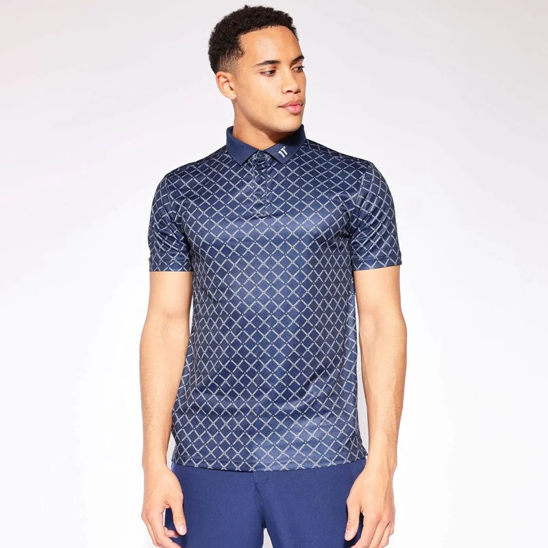 Men's antimicrobial polo shirts for odor - free daily wearEleven Degrees Print Polo - True Navy / Golf Grey