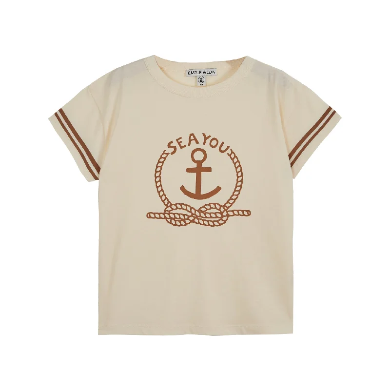 Men's short - sleeve linen t - shirts for summer beach outingsEmile et Ida Tee Shirt Imprime Place Ecru Men's short - sleeve linen t - shirts for summer beach outingsEmile et Ida Tee Shirt Imprime Place Ecru