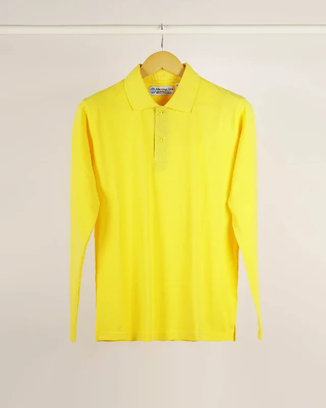 Men's high - collar polo shirts with a modern twistFull Sleeves Polo: Lemon Yellow