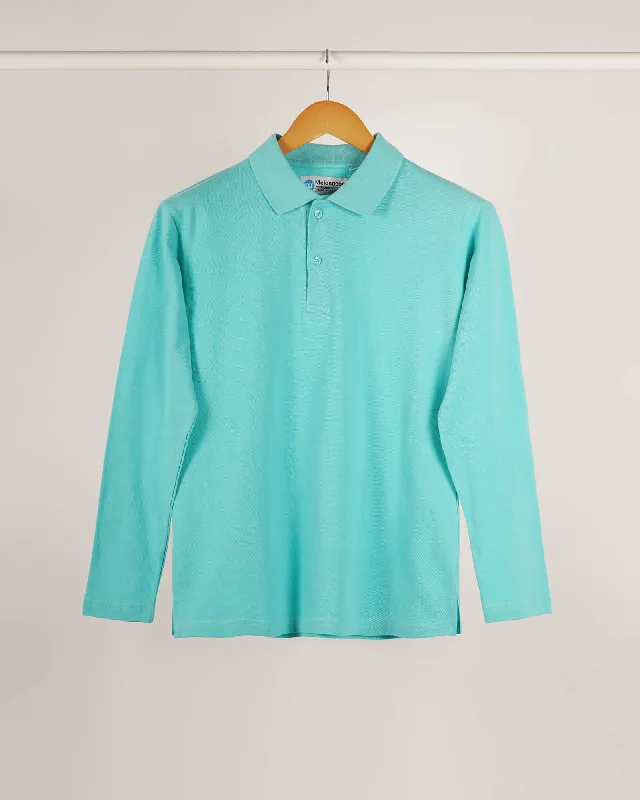 Men's budget - friendly basic polo shirts in multiple colorsFull Sleeves Polo: Robin Egg Blue