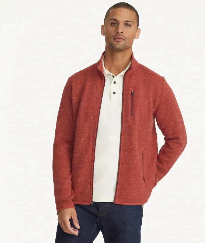 Men's slim fit short sleeve polo shirts with contrast collarsFleece Full-Zip