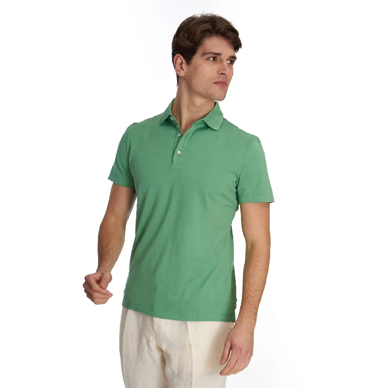 Men's jacquard woven polo shirts with intricate designsLIGHT GREEN SHORT SLEEVE POLO