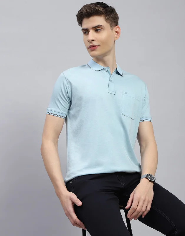 Men's color - block polo shirts with a bold fashion statementMen Blue Solid Polo Collar Half Sleeve T-Shirt Men's color - block polo shirts with a bold fashion statementMen Blue Solid Polo Collar Half Sleeve T-Shirt