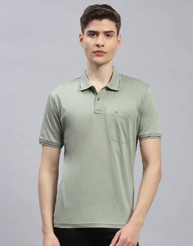 Men's lightweight performance polo shirts for tennis matchesMen Green Solid Polo Collar Half Sleeve T-Shirt Men's lightweight performance polo shirts for tennis matchesMen Green Solid Polo Collar Half Sleeve T-Shirt