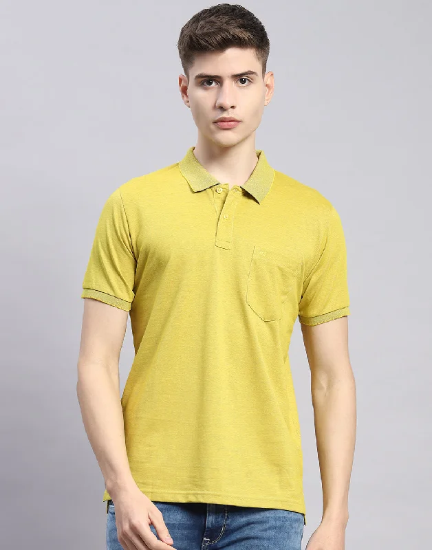 Men's formal - style silk blend polo shirts for special occasionsMen Lime Green Solid Polo Collar Half Sleeve T-Shirt Men's formal - style silk blend polo shirts for special occasionsMen Lime Green Solid Polo Collar Half Sleeve T-Shirt