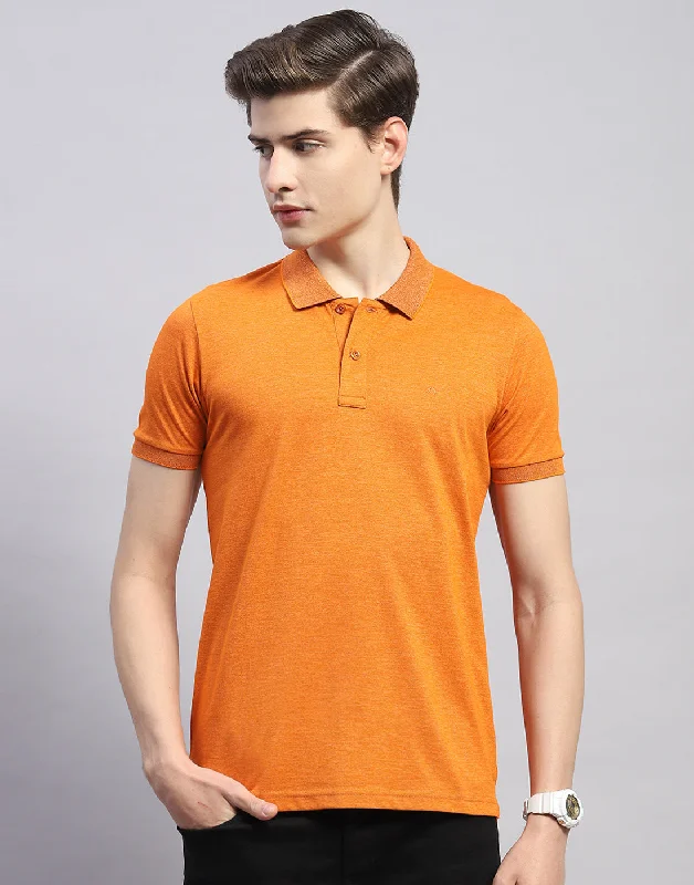Men's budget - friendly basic polo shirts in multiple colorsMen Orange Solid Polo Collar Half Sleeve T-Shirt