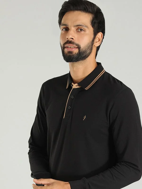 Men's long sleeve classic fit polo shirts with embroidered logosMen Solid Polo T-Shirt Men's long sleeve classic fit polo shirts with embroidered logosMen Solid Polo T-Shirt