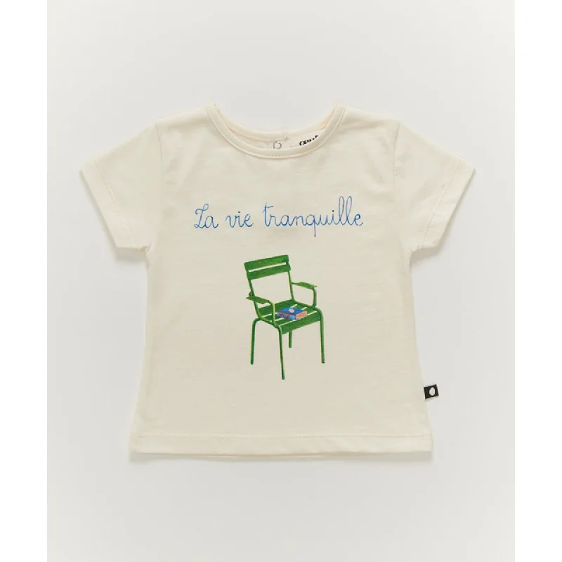 Men's organic cotton crew - neck t - shirts for everyday comfortOeuf T-Shirt Gardenia La Vie Tranquille Print Men's organic cotton crew - neck t - shirts for everyday comfortOeuf T-Shirt Gardenia La Vie Tranquille Print