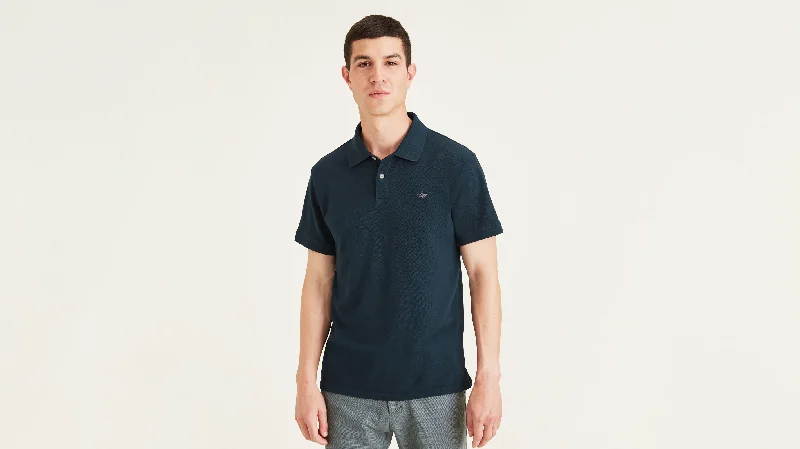 Men's button - down spread collar polo shirts for business casualRib Collar Polo (Big and Tall)
