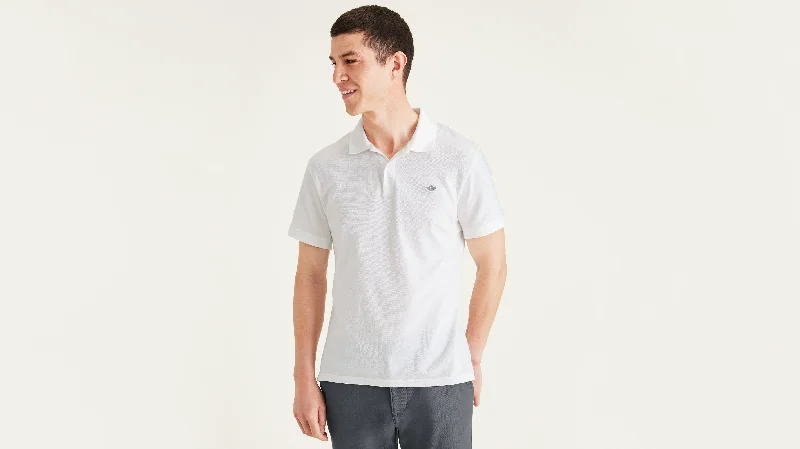 Men's formal - style silk blend polo shirts for special occasionsRib Collar Polo, Slim Fit