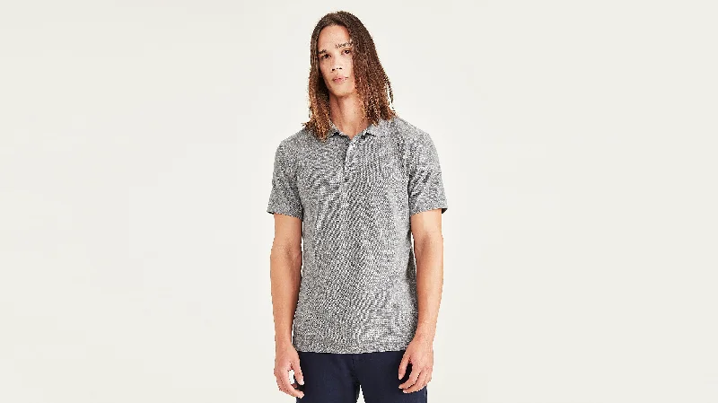 Men's two - tone stripe polo shirts with a preppy styleRib Collar Polo, Slim Fit