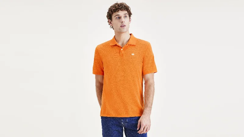 Men's ribbed cuffs and hem polo shirts for a textured lookRib Collar Polo, Slim Fit