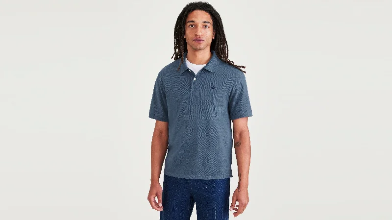Men's antimicrobial polo shirts for odor - free daily wearRib Collar Polo, Slim Fit
