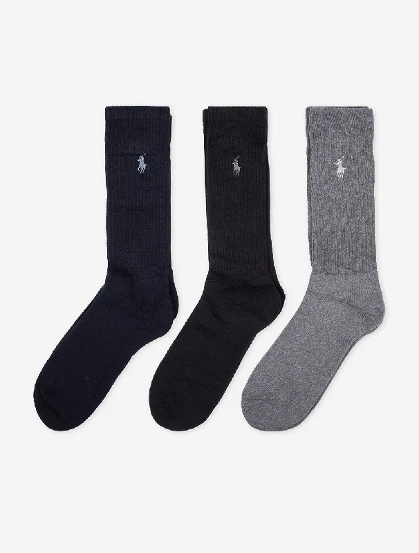 Men's quick - dry polo shirts for water sports activities3 Pack crew Socks Multi