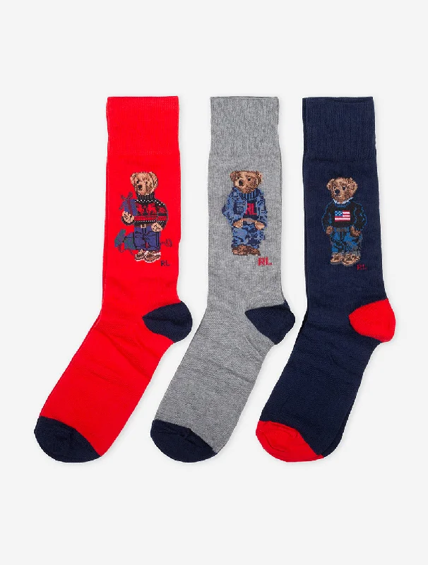 Men's formal - style silk blend polo shirts for special occasionsBear Crew Sock Gift Box Multi