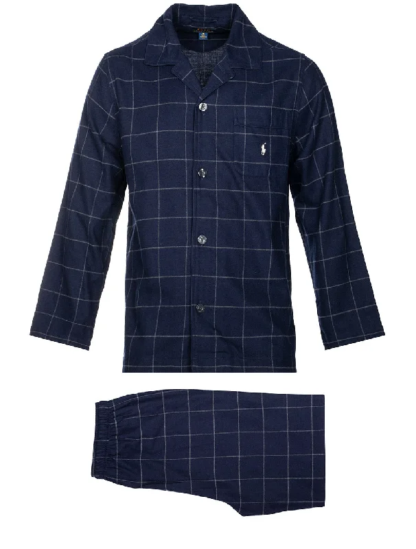 Men's long sleeve classic fit polo shirts with embroidered logosFlannel PJ Set Cruise Navy