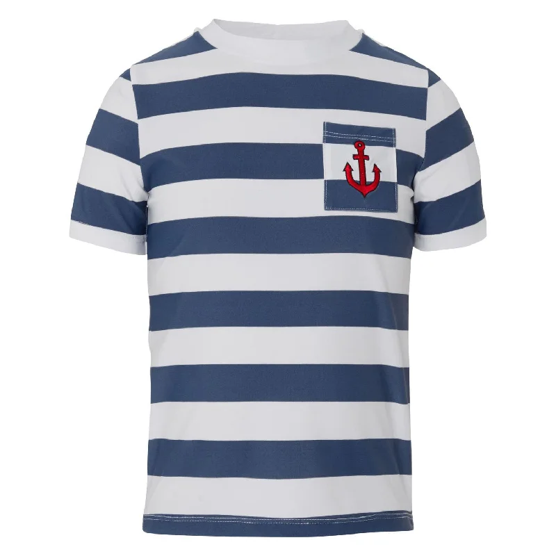 Men's plus - size pocket t - shirts with a classic lookSunuva Boys Anchor Short Sleeve Rash Vest Men's plus - size pocket t - shirts with a classic lookSunuva Boys Anchor Short Sleeve Rash Vest