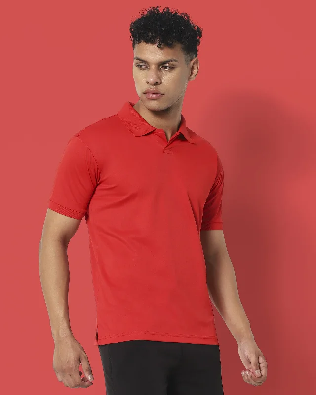 Men's breathable cotton blend polo shirts for summer outingsSwift Dry Polo : Red