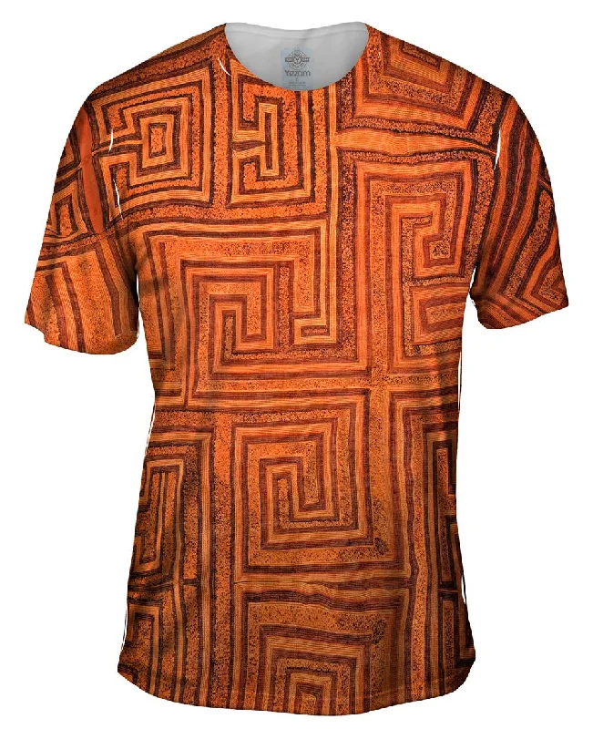 Men's organic cotton crew - neck t - shirts for everyday comfortAfrican Tribal Kuba Cloth Labyrinth Men's organic cotton crew - neck t - shirts for everyday comfortAfrican Tribal Kuba Cloth Labyrinth