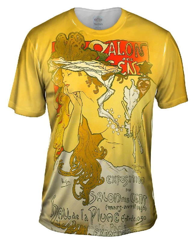 Men's short - sleeve linen t - shirts for summer beach outingsAlphonse Mucha - "Salon Of The Hundreds" Salon des Cent (1896) Men's short - sleeve linen t - shirts for summer beach outingsAlphonse Mucha - "Salon Of The Hundreds" Salon des Cent (1896)