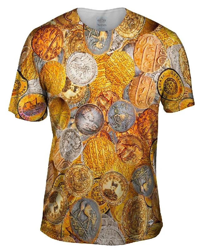 Men's ribbed t - shirts with a textured finish for added style"Antique Coins"