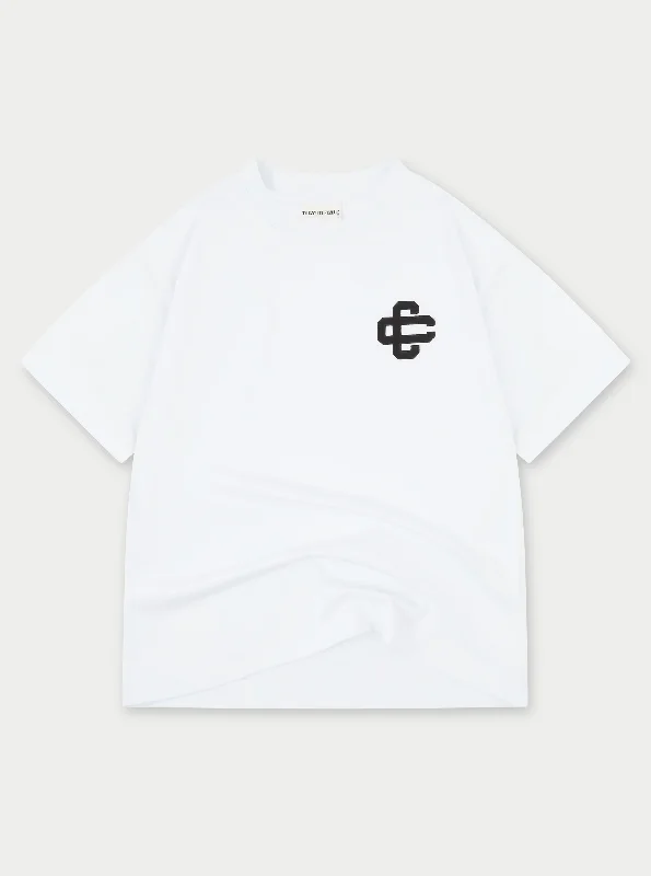 Men's printed Hawaiian t - shirts for tropical vacationsAPPLIQUE EMBLEM T-SHIRT - WHITE