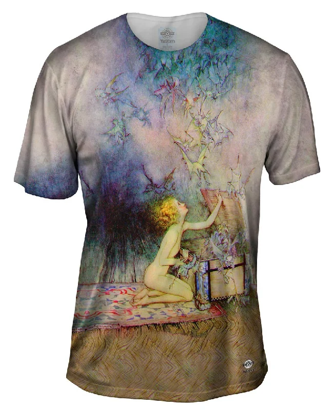 Men's organic cotton crew - neck t - shirts for everyday comfortArthur Rackham - "Pandora" (1911) Men's organic cotton crew - neck t - shirts for everyday comfortArthur Rackham - "Pandora" (1911)
