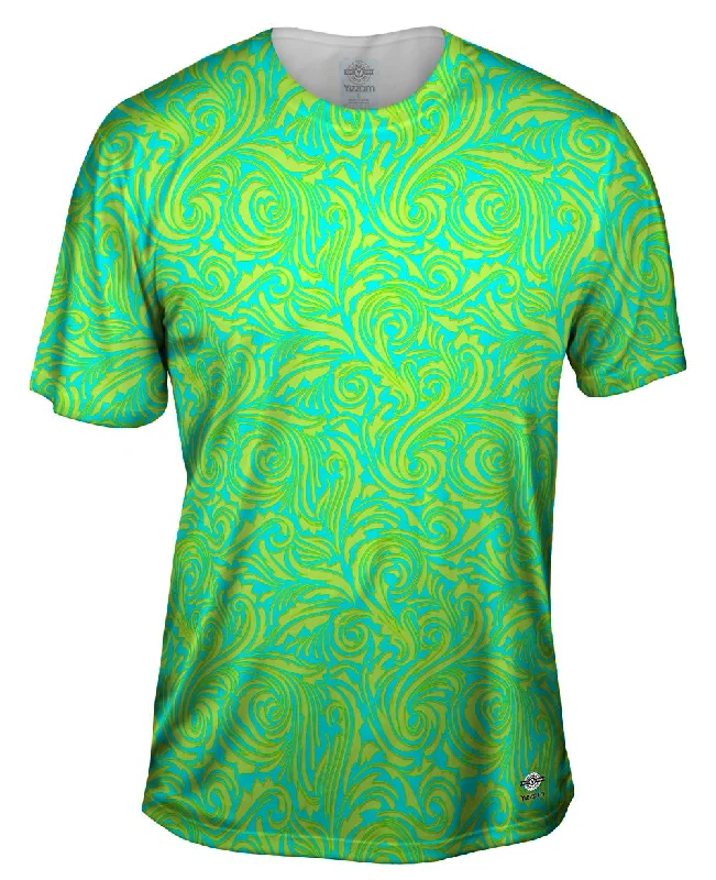 Men's UV - protection t - shirts for outdoor activities in the sunAutumn Me Aqua Leaf Swirls Pattern Men's UV - protection t - shirts for outdoor activities in the sunAutumn Me Aqua Leaf Swirls Pattern