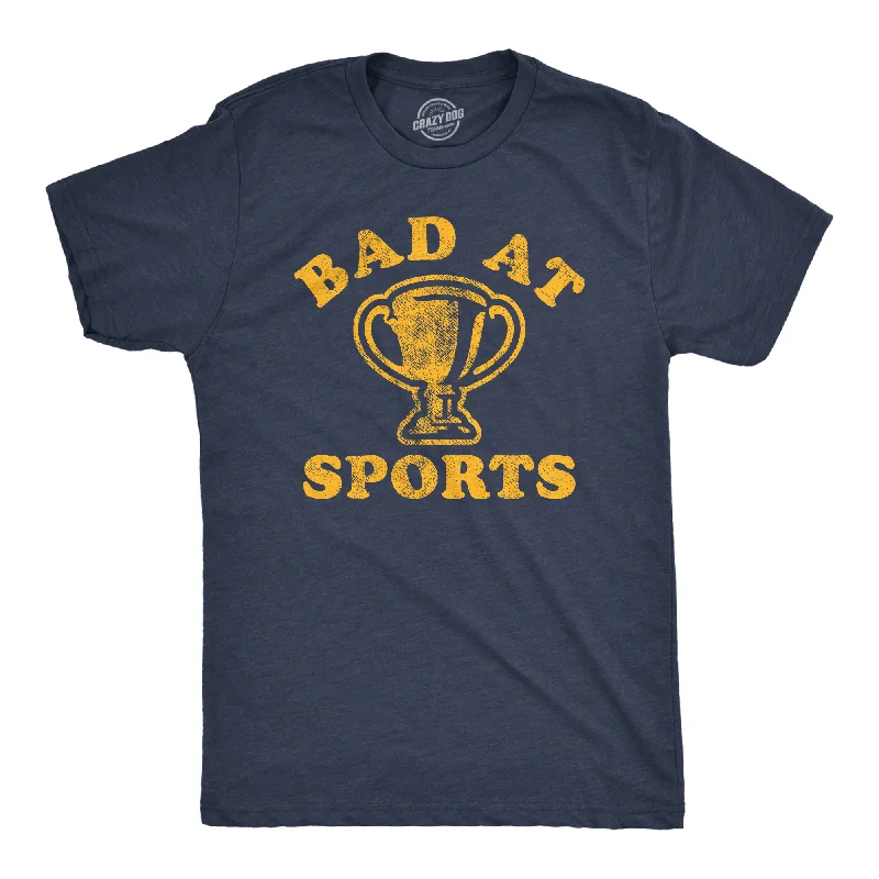 Men's button - front t - shirts with a unique artistic printBad At Sports Men's T Shirt Men's button - front t - shirts with a unique artistic printBad At Sports Men's T Shirt