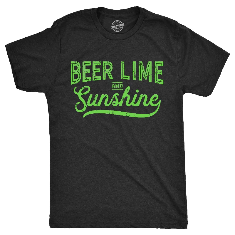 Men's button - front t - shirts with a unique artistic printBeer Lime and Sunshine Men's T Shirt Men's button - front t - shirts with a unique artistic printBeer Lime and Sunshine Men's T Shirt